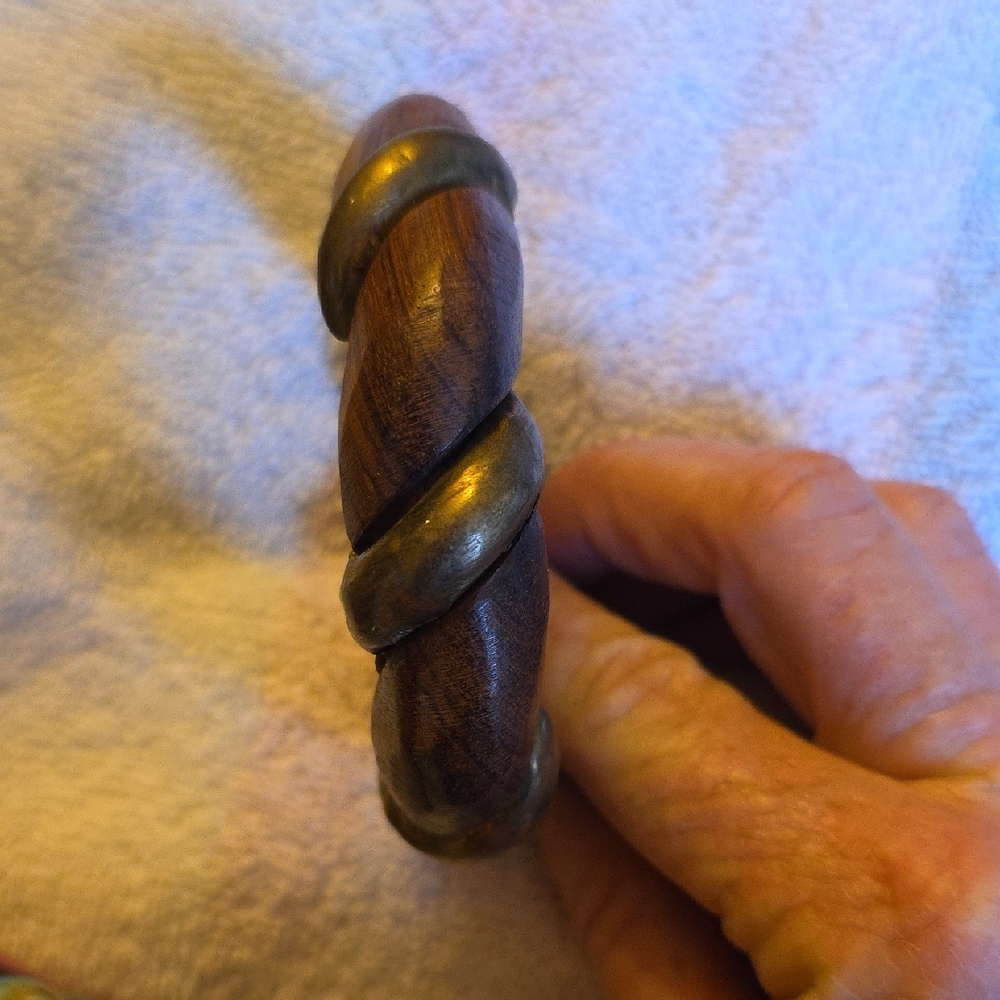 Wood and Metal Twisted Bangle